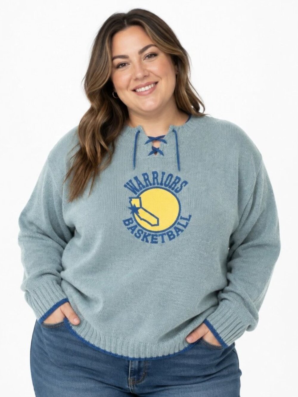Golden State Warriors Womens Sweater Size Large All Laced Up Touch Alyssa Milano